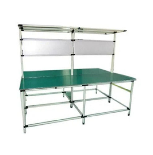 Silver And Green 1200 X 500 Mm Polished Aluminum Assembly Table For Industrial Purpose 