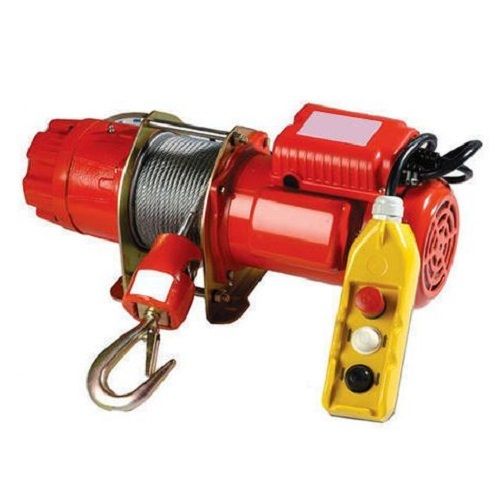 Red 4 Ton Capacity Mild Steel Portable Electric Winch For Lifting 