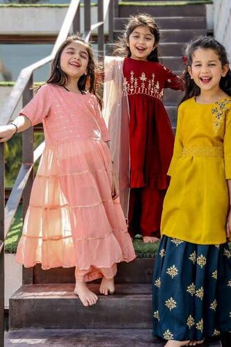 5-10 Years Age Group Kids Wear Printed Casual Dresses