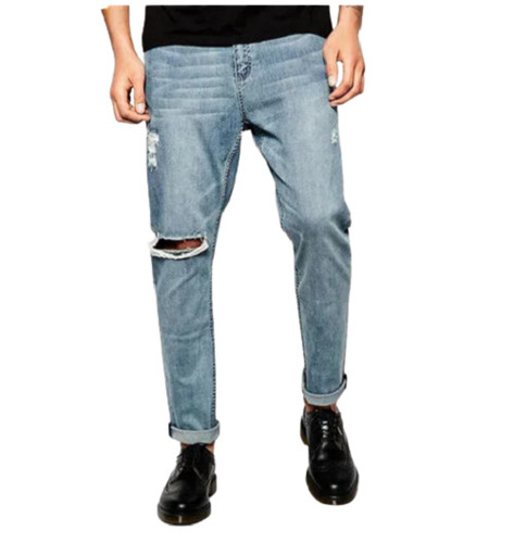 Blue Comfortable And Strechable Casual Wear Denim Ripped Jeans For Mens ...