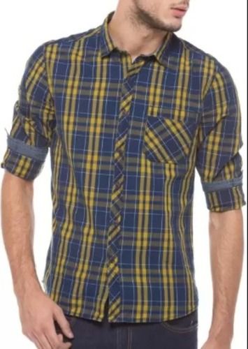 Full Sleeves Button Closure Cotton Casual Mens Check Shirts Age Group: Above 18