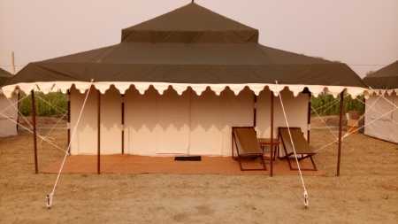 Green And White Swiss Cottage Tent Rental Service By Rajasthan Dhoro Campus