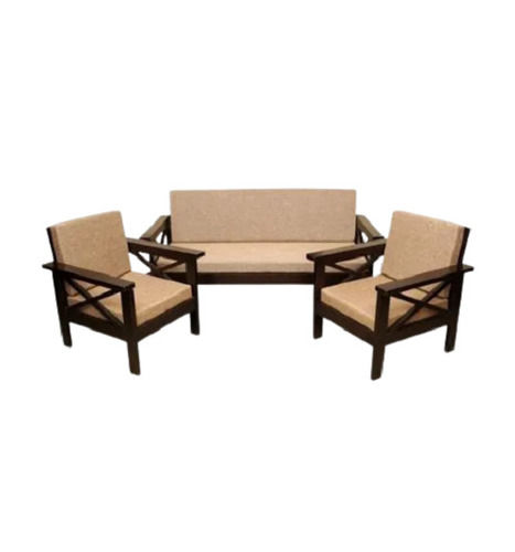 Polished Finish Five Seater Wooden Sofa Set For Drawing Room