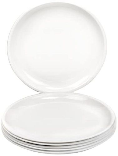 White Polished Finish Plastic Material Plain Design Round Shape 6-Plate Dinner Set