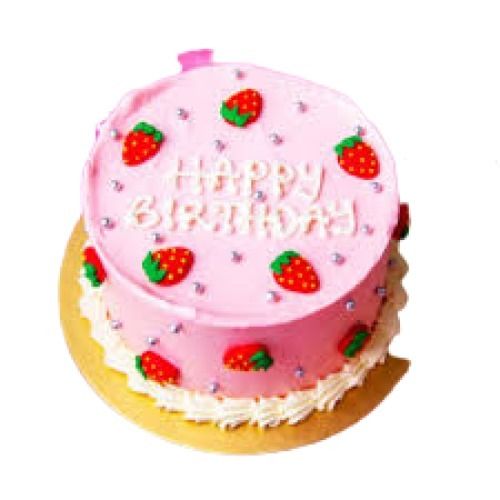 Round Shape Strawberry Flavor Hygienically Packed Pink Birthday Cake  Additional Ingredient: Sugar