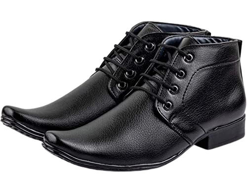 Black 0.5 Inches Heel Formal Wear Synthetic Leather Shoes For Mens