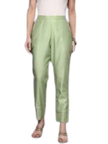 Casual Green Silk Ladies Pants