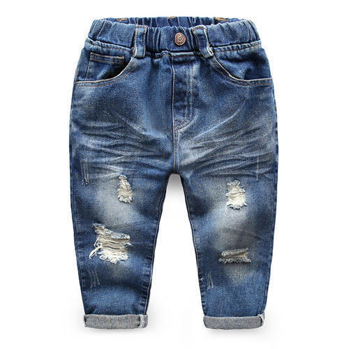 Casual Wear Blue Denim Boy Kids Pant Size: Extra Small