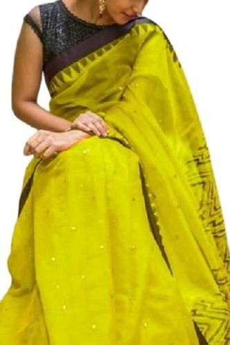 Summer Light Green Stone Work Party Wear Cotton Silk Ladies Saree With Unstitched Silk Blouse