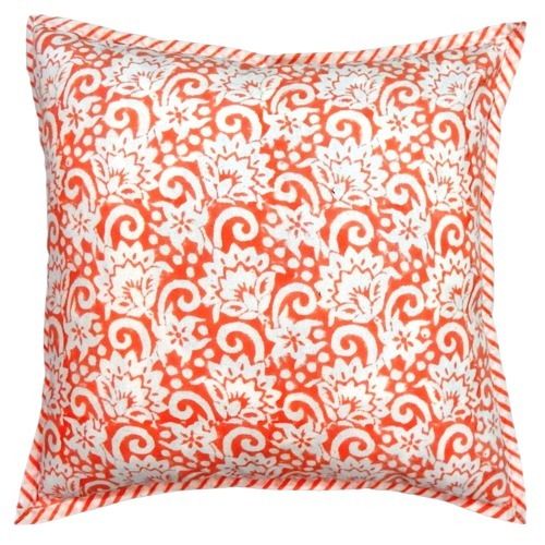 Orange Light Weight Comfortable Standard Size Square Printed Cotton Pillow Covers