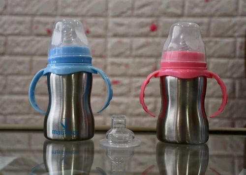 Mastela Blue And Pink Stainless Steel Feeding Bottle