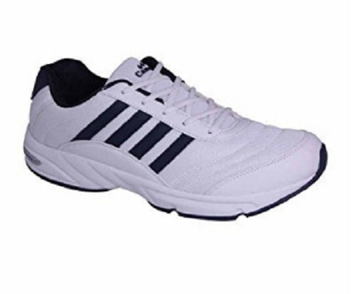 White Mens Washable And Comfortable Rubber Sole Lace-Up Pu Sport Running Shoes