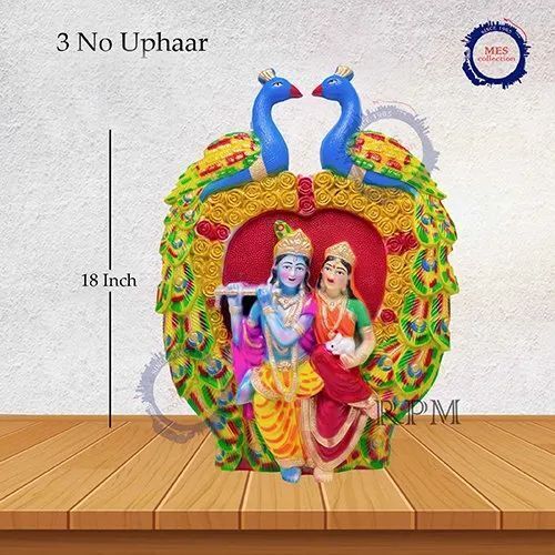 Brown Oval Shape Uphaar Radha Krishna Statue For Worship