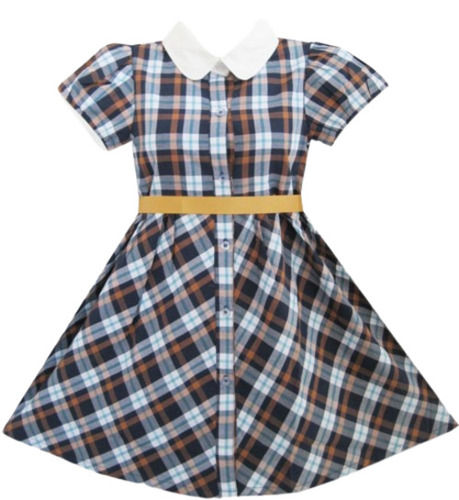 Short Sleeves Spread Collar Printed Cotton School Uniform For Girls Age Group: 4-8 Years Old