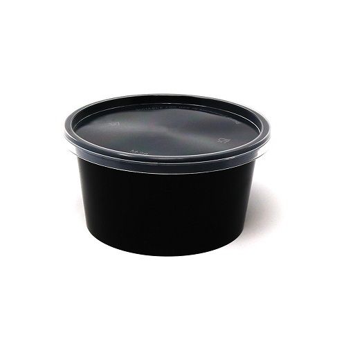 Black 500 Ml Capacity Plastic Round Container With Transparent Lid