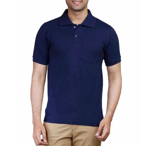 Short Sleeve Casual Wear Cotton Plain Polo Collared T Shirts For Mens