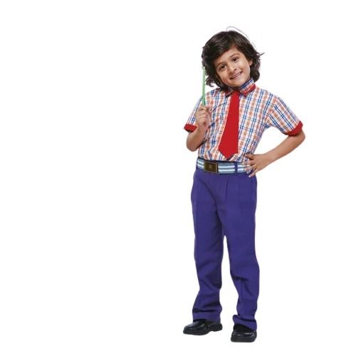 Short Sleeves And Spread Collar Printed Shirt And Pant School Uniform For Kids Age Group: 4-8 Years Old