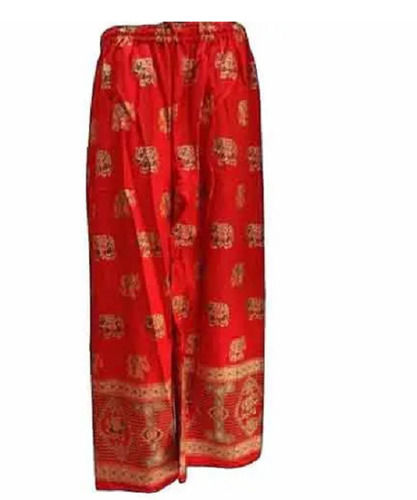 Red Beautiful 40 Inch Length Printed Modern Cotton Palazzo For Girls