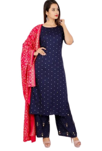Casual Wear 3-4Th Sleeves Printed Rayon Kurti Plazoo Set For Women Bust Size: 36 Inch (In)