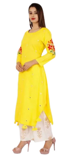 Casual Wear Long Sleeves Embroidered Cotton Kurti For Women Bust Size: 36 Inch (In)