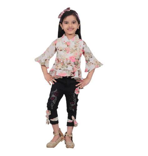 Full Sleeves Printed And Cotton Blend Kids Casual Wear For Girls  Bust Size: 10 Inch (In)