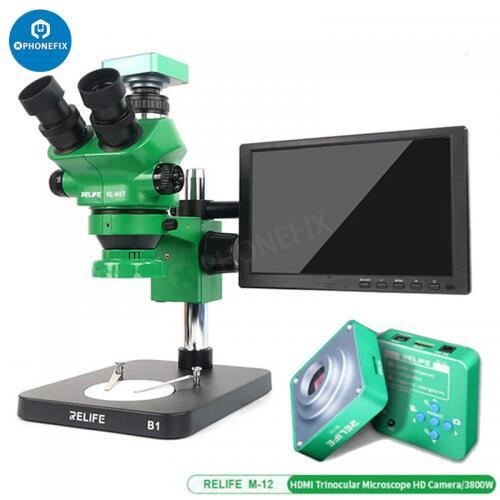 Relife Rl-m5t-b1 Trinocular Stereo Microscope 7x-50x Zoom Matching Hdmi Camera