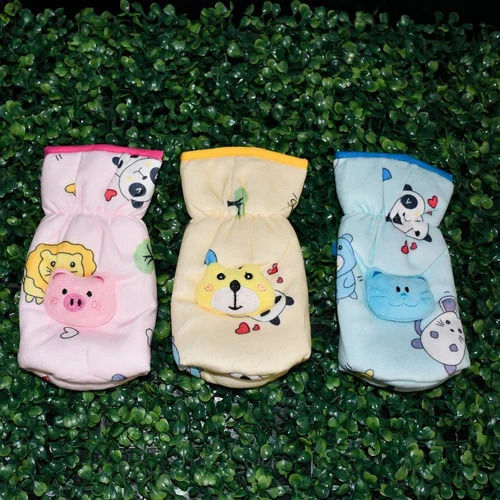 Washable Plush Milk Bottle Cover (Pink Yellow And Blue)