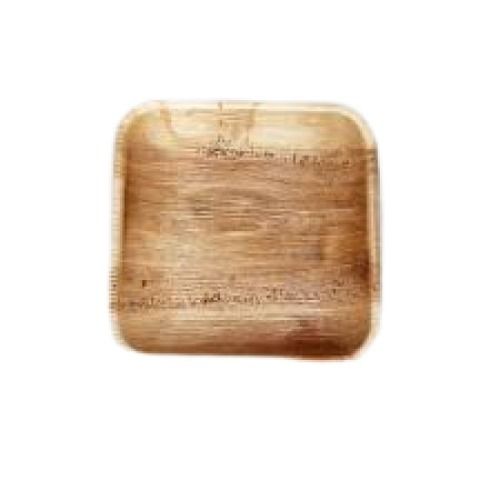 10 Inch Disposable Brown Square Shape Areca Leaf Plates, 60 Pieces Pack