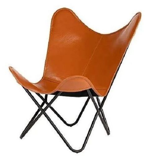 30 X 28 X 29 Inch Leather And Iron Made Butterfly Chair