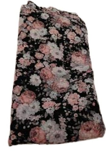 Black 58 Inches Width Floral Printed Georgette Fabric For Garment Making