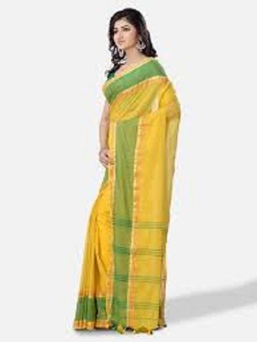 Yellow Skin Well-Disposed Material Cotton And Silk Saree For Casual Or Daily Wear 