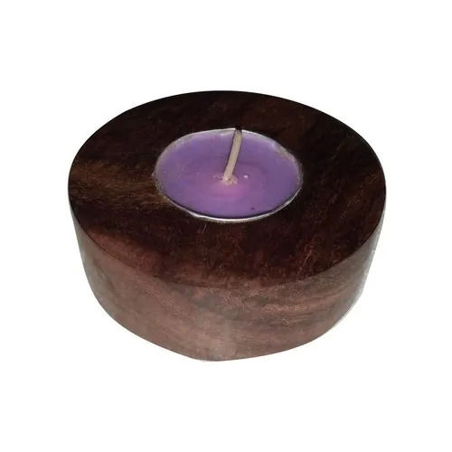 Round Polished Wooden Candle Stand