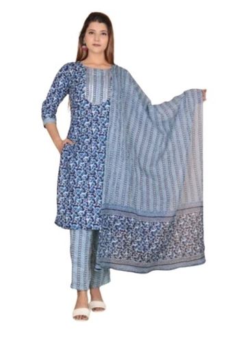 Soft 3/4th Sleeve Ethnic Wear Breathable Printed Cotton Kurti