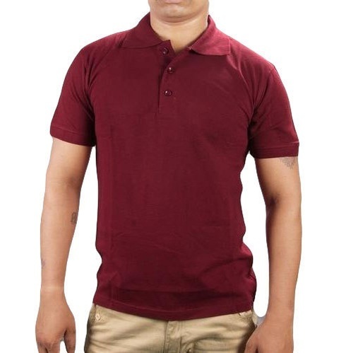 Brown Color Cotton Polo Neck Plain Men T-Shirt Age Group: 20-25