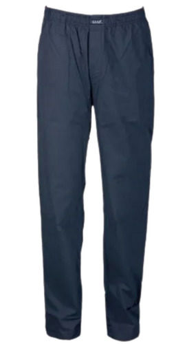 Blue Casual Wear Poly Cotton Plain Straight Pant For Mens