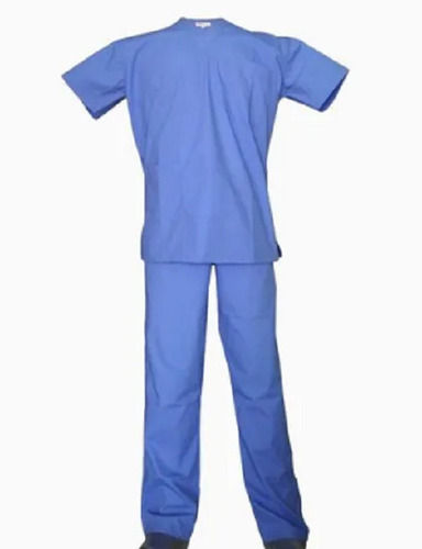 Sky Blue Cotton Short Sleeve Non Woven Scrub Suit For Operation Theatre 