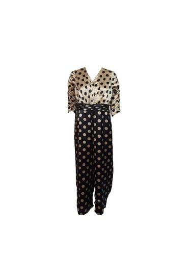 Salwar Suits Ladies Casual Wear Regular Fit Short Sleeve Dotted Print 2 Piece Jumpsuit