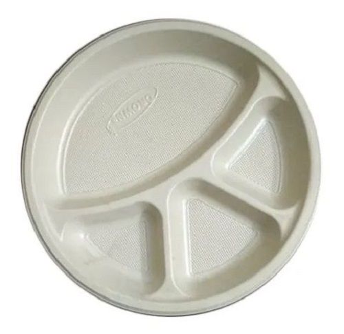 White Round 4 Compartment Disposable Plastic Plate For Event And Party