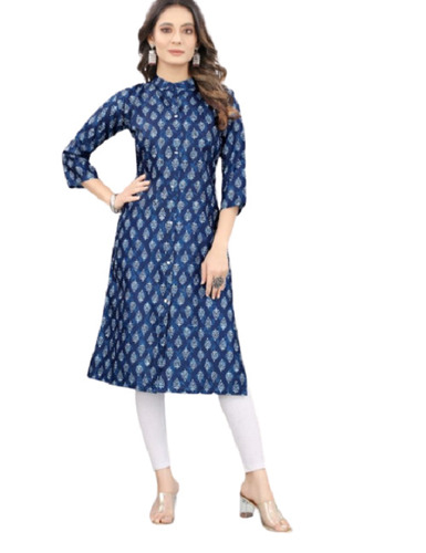 3/4th Sleeve Casual Wear Printed Cotton Kurtis For Ladies