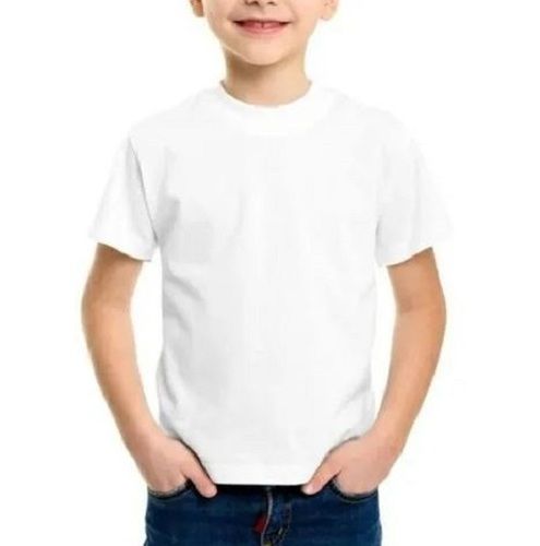 Boys Round Neck Solid Plain Half Sleeves Cotton T-Shirt Age Group: Kids