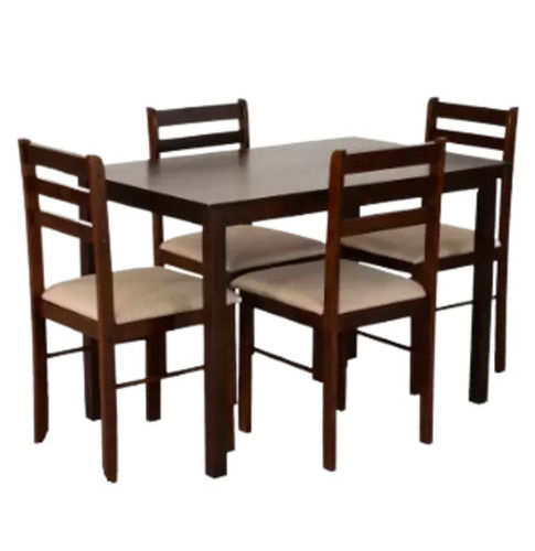 Durable Solid Oak Wood Polish Finish Four Seater Dining Table Set