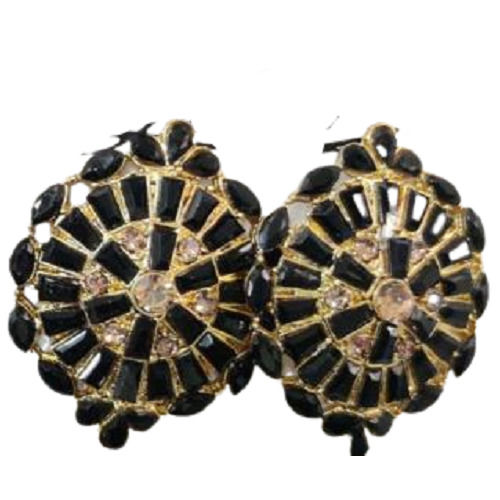 Elegant Platinum Onyx Stones Flower Shape Artificial Earrings Gender: Women