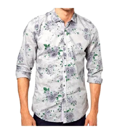 Full Sleeves Cotton Floral Printed Shirt For Mens  Chest Size: 45 Inch