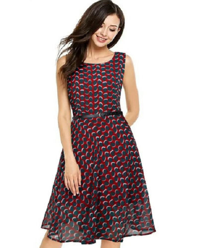 Georgette Printed Sleeveless Modern Ladies Designer Dress Bust Size: 34 Inch (In)