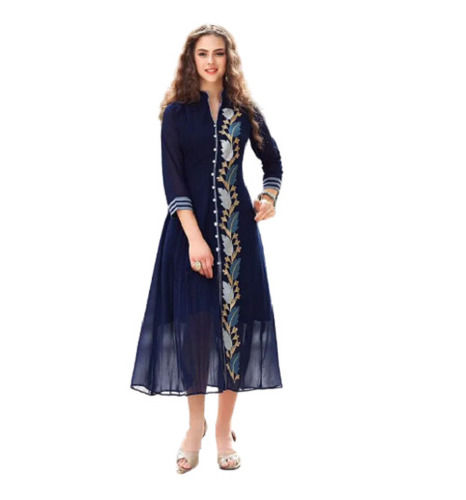 Long Sleeve Party Wear Ethnic Georgette Designer Kurtis For Ladies Bust Size: 32 Inch (In)