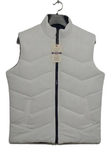 Mens Plain Zipper Closure Polyester Sleeveless Jacket For Winter Wear Chest Size: 44 Inch