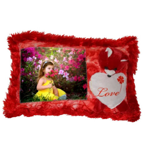 Red Printed Rectangular Fur Sublimation Cushion For Home And Decorative