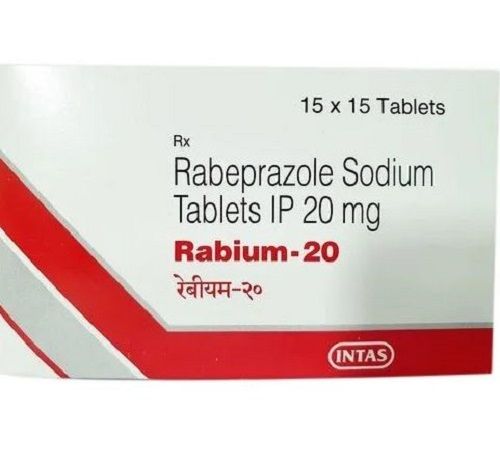 Rabium 20 Rabeprazole Sodium 20 Mg Tablets, 15 X 15 Strip Tablets Blister Pack Organic Medicine