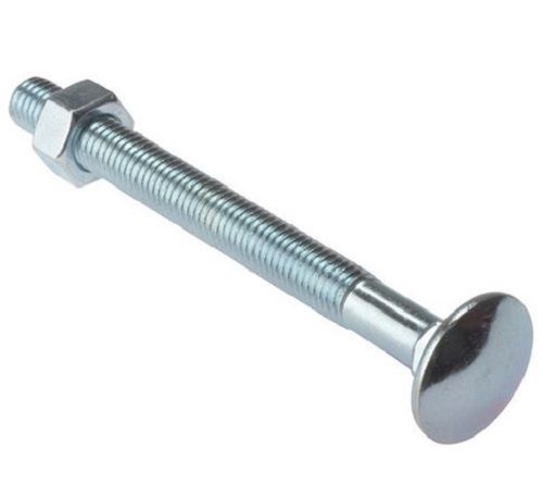 Silver 1 Inch Diameter Round Head Polished Mild Steel Carriage Bolt