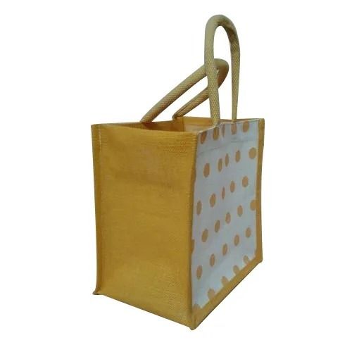 16x7 Inches Flexiloop Handle Printed Jute Bag For Shopping
